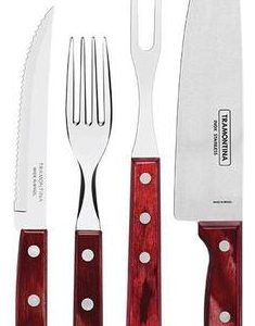 Set Kit Asado Tramontina Madera Cubiertos + Cuchilla X 14 Pz Color Marrón: imagen 3