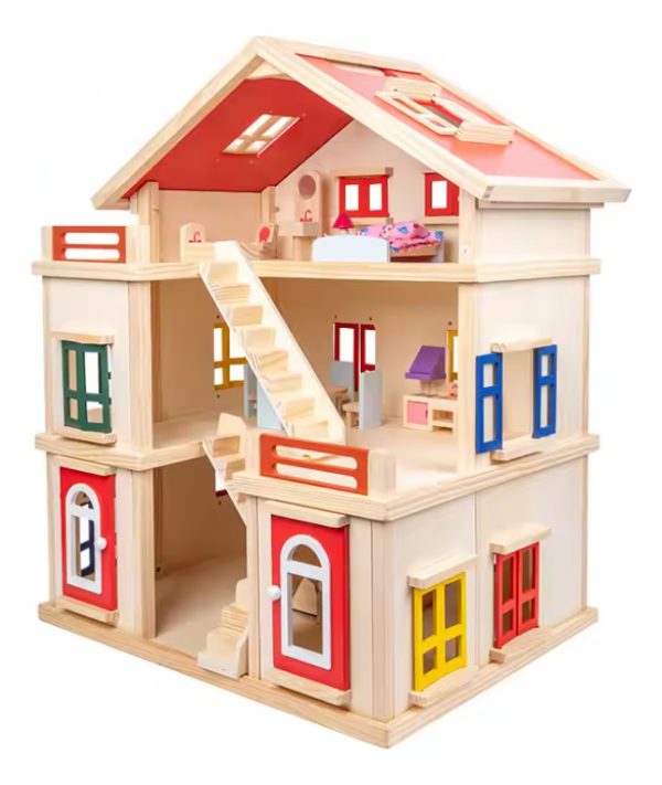 Casita De Muñecas Madera Muñecas Tres Capas Infantil