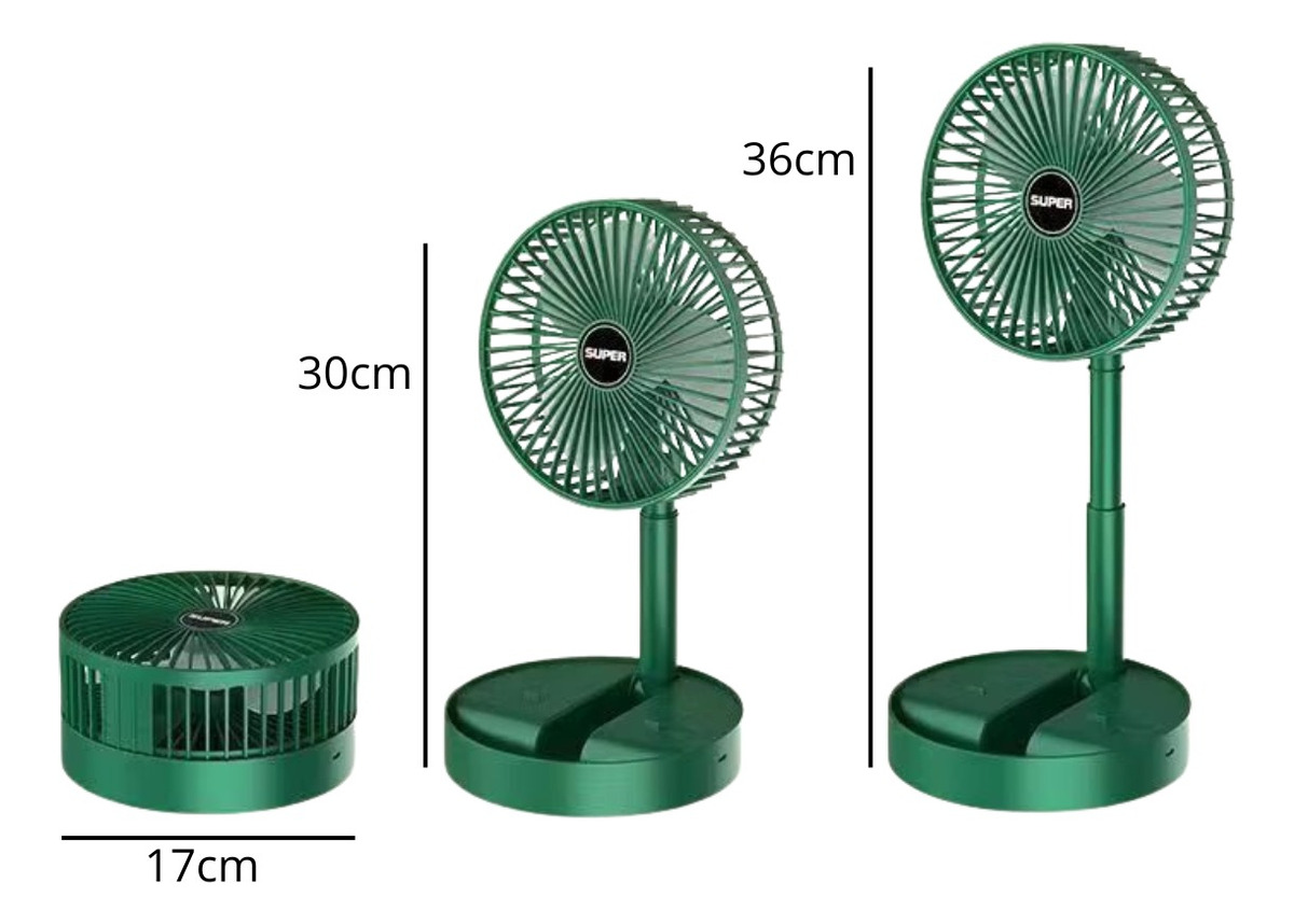 Ventilador Usb Plegable Recargable Extensible 3 Velocidades - Imagen 4