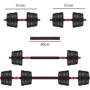 Set 2 Mancuernas + Barra 3 En 1 Total 30kg Disco Pvc Calidad: imagen 4