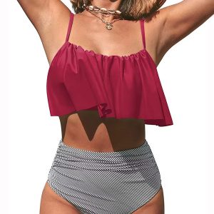 Bikini Malla Tiro Alto 2 Piezas Traje De Baño Dama