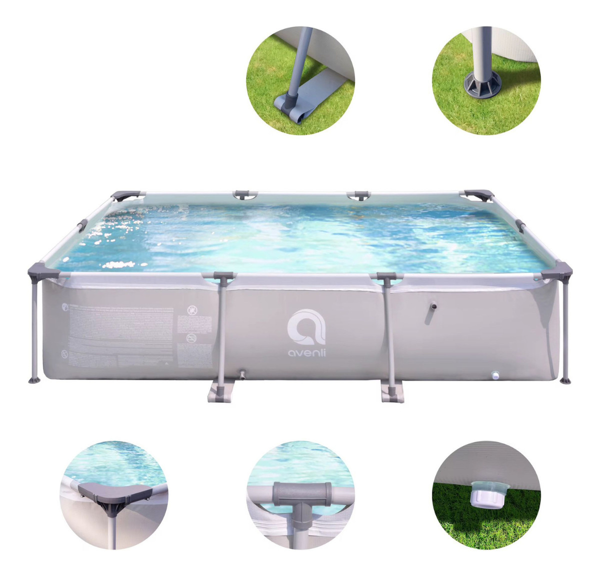 Avenli Piscina Estructural Rectangular De 3701 Litros Jilong, Color Gris Liso: imagen 2