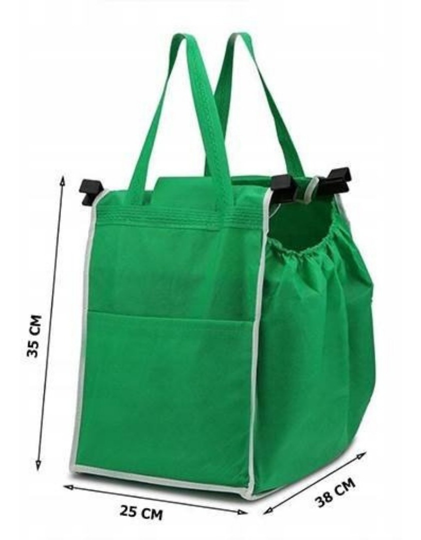 3 Bolsas Tnt Plegable Con Clip Para Carrito De Supermercado