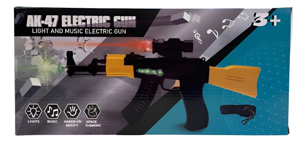 Metralleta Ametralladora Ak47 Con Luz Y Sonido Negro