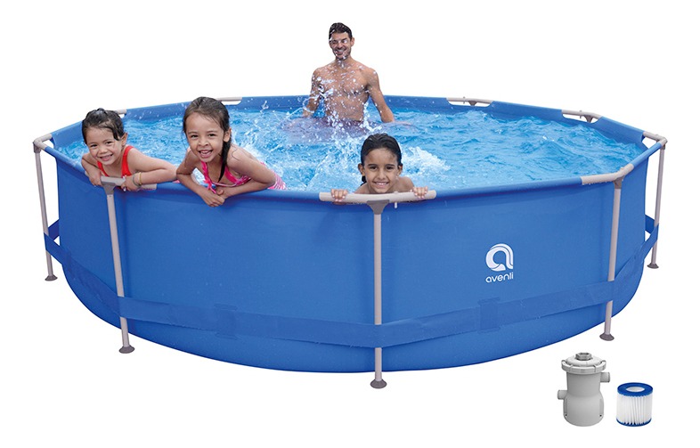 Piscina Estructural Redonda Avenli 6125l Con Bomba De Filtro Azul Liso