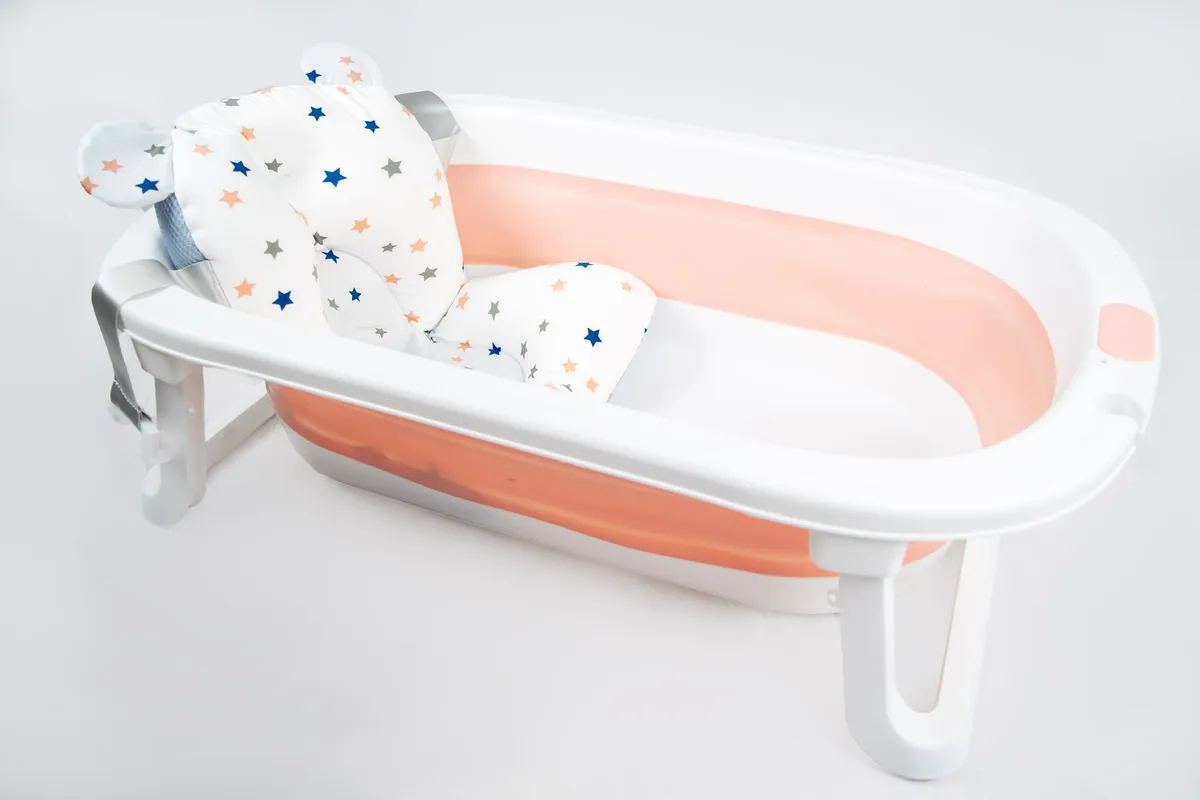 Baño Bañito Plegable Bebés Con Colchón Splash Calidad Rosa Liso: imagen 3