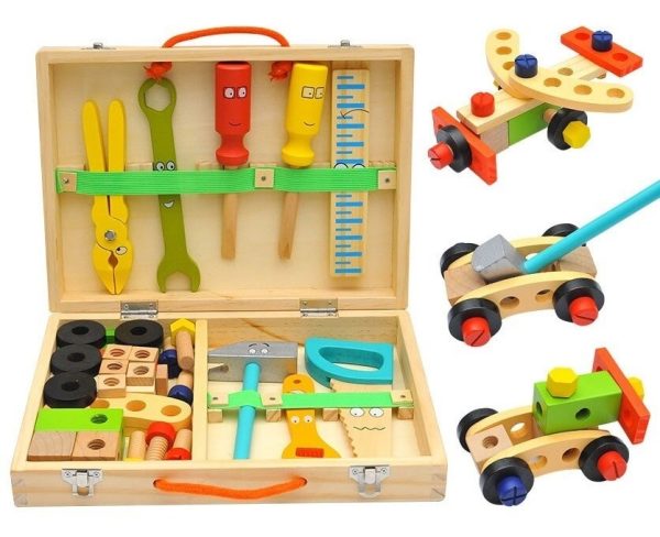 Caja Herramientas Madera Juguete Didactico 35 Piezas