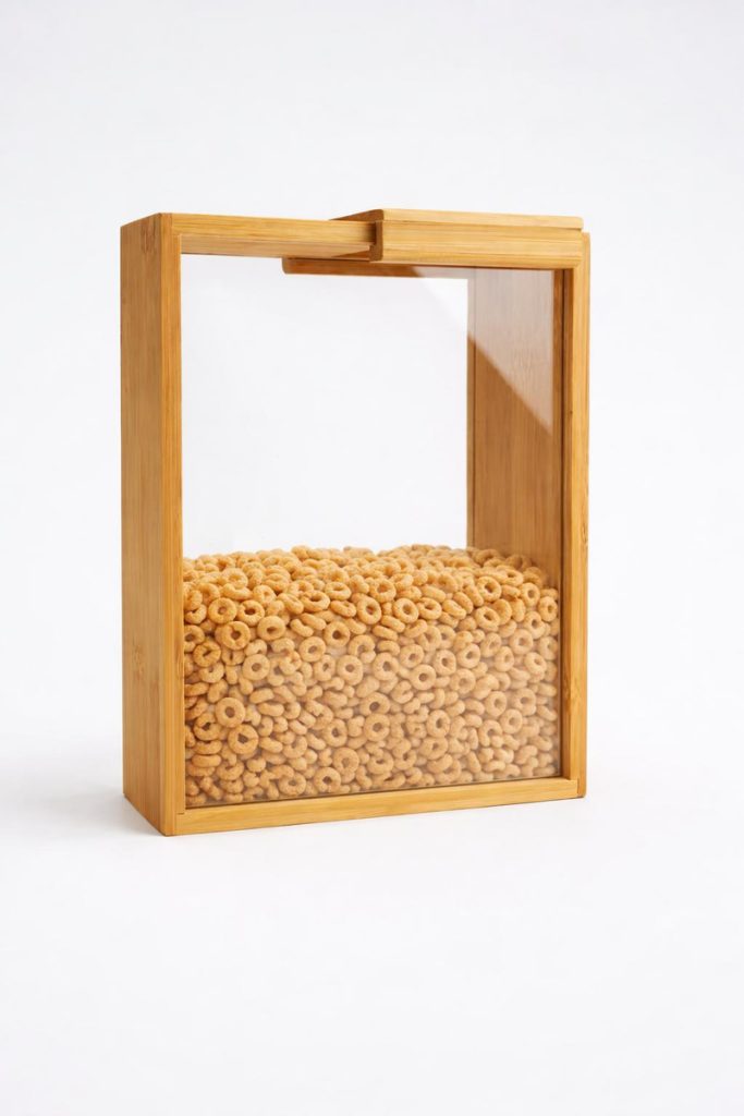 Recipiente Organizador Almacenamiento De Alimentos De Bambu