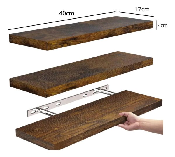 Estante Flotante De Madera Repisa X3 Und De 40cm X 17cm