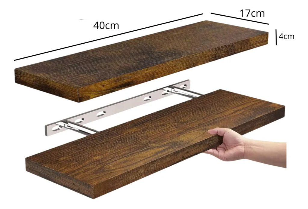 Estante Flotante De Madera Repisa X2 Und De 40cm X 17cm