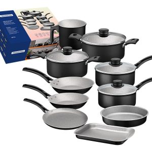 Batería De Cocina Tramontina Turim 20297964 Con 14 Piezas De Aluminio Negro