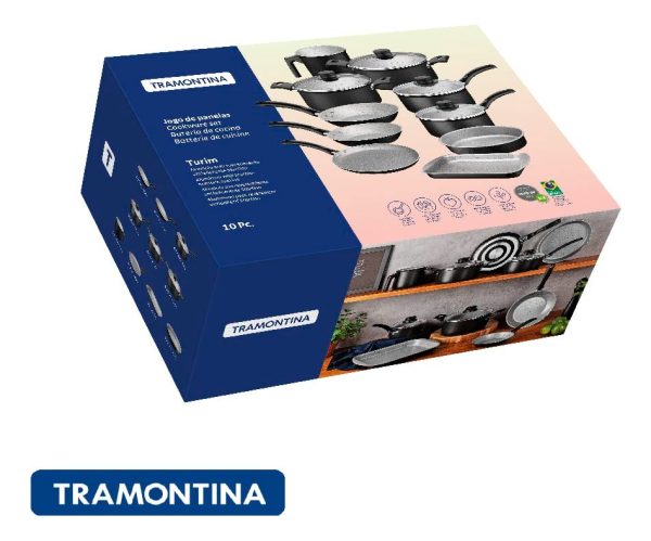 Batería De Cocina Tramontina Turim 20297964 Con 14 Piezas De Aluminio Negro