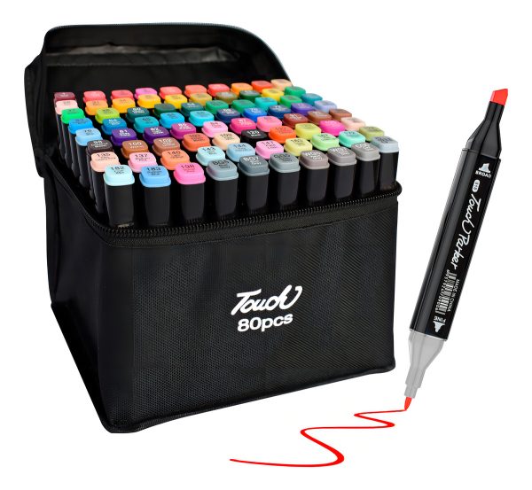Set De 80 Marcadores Resaltadores Con Doble Punta + Estuche