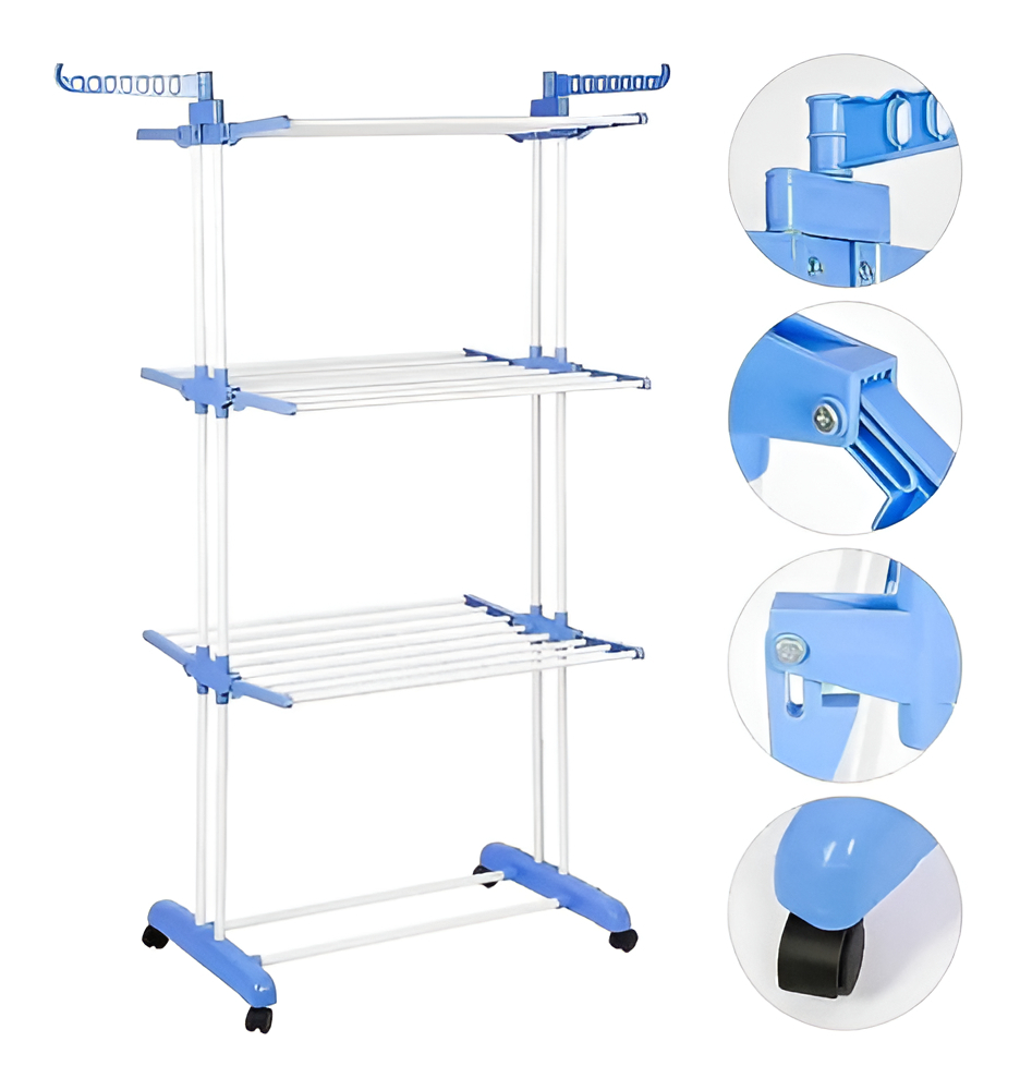 Tendedero Tender Vertical Colgador Ropa 3 Niveles Plegable: imagen 2