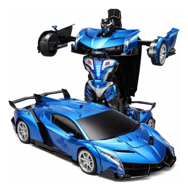 Auto Transformer Gigante 50 Cm Robot Con Luz Y Sonido