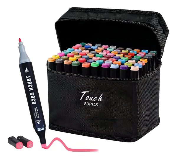 Set De 80 Marcadores Resaltadores Con Doble Punta + Estuche