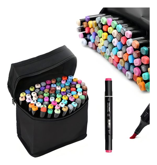 Set De 80 Marcadores Resaltadores Con Doble Punta + Estuche
