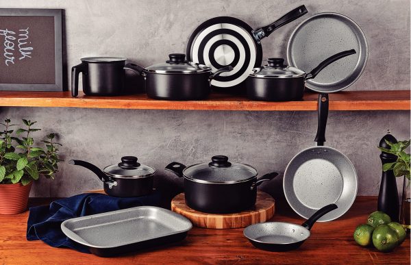 Batería De Cocina Tramontina Turim 20297964 Con 14 Piezas De Aluminio Negro