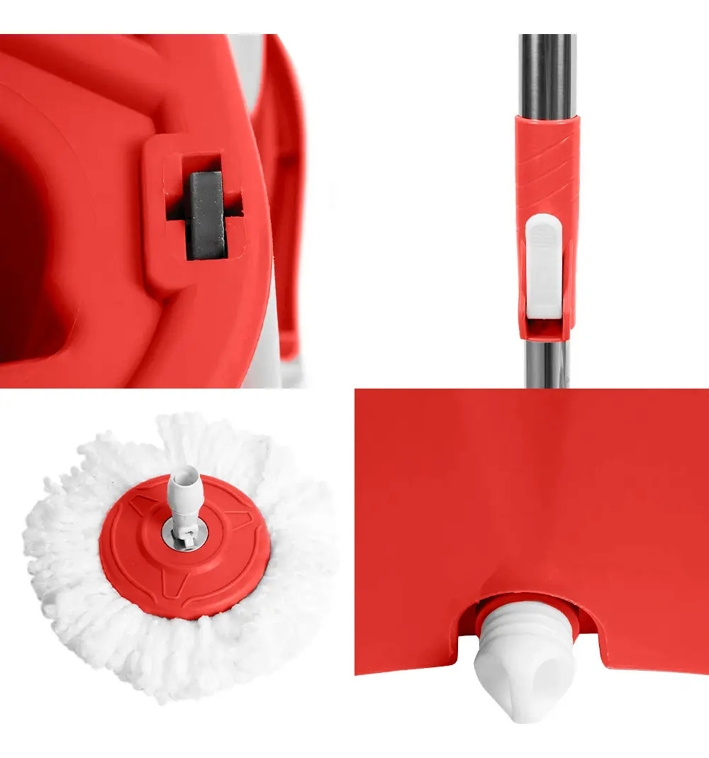 Balde Con Mopa Y Centrifugador De Acero Inoxidable Color Rojo LOi Balde con Mopa: imagen 5