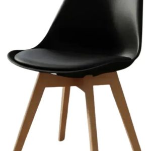 Silla Tipo Eames Acolchonada Madera Comedor Calidad Liso Negro
