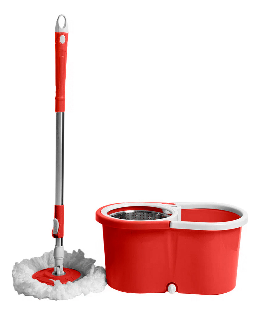 Balde Con Mopa Y Centrifugador De Acero Inoxidable Color Rojo LOi Balde con Mopa: imagen 1