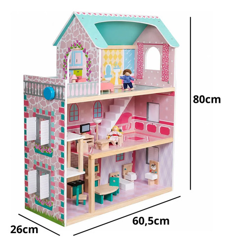Casa De Muñecas Casita De Madera Con Ascensor Y Accesorios