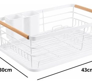 Escurridor Seca Platos Vajilla De Metal Asa De Madera Cocina: imagen 4
