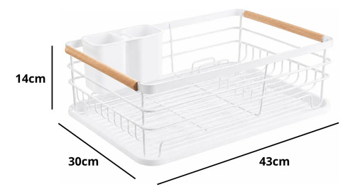 Escurridor Seca Platos Vajilla De Metal Asa De Madera Cocina