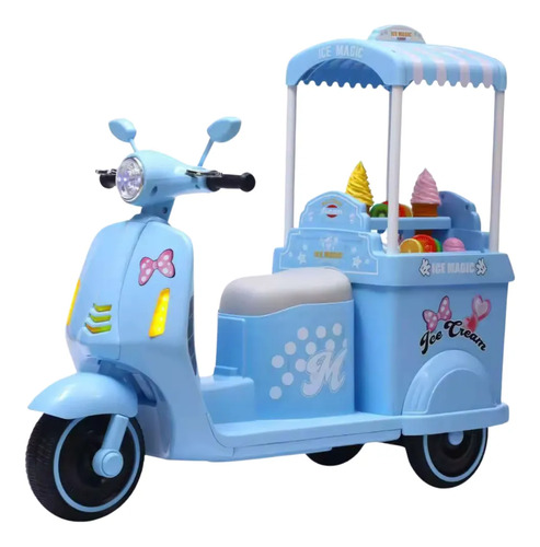 Moto A Bateria Infantil Con Carro De Helados Y Luces