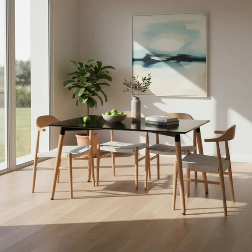 Mesa Comedor Eames Rectangular 120x80 Negro Café