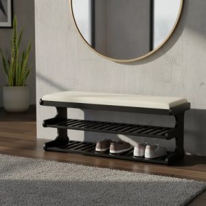 Zapatera Mueble Con Banco De Mdf Estantes Organizador