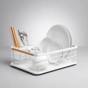 Escurridor Seca Platos Vajilla De Metal Asa De Madera Cocina: imagen 3