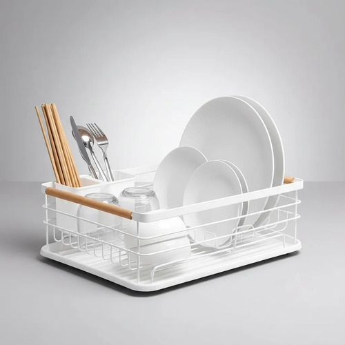 Escurridor Seca Platos Vajilla De Metal Asa De Madera Cocina