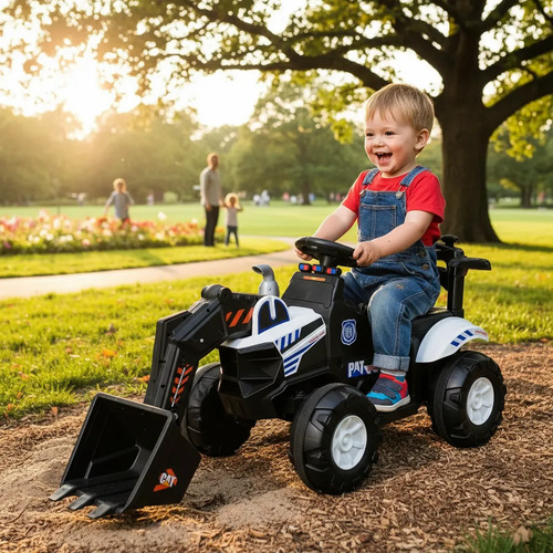 Auto A Bateria Excavadora Infantil Con Luces Y Sonido
