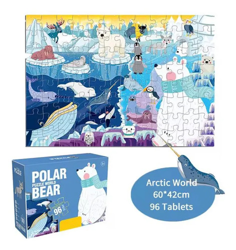 Puzzle Rompecabezas Oso Polar Didactico 96 Piezas Infantil
