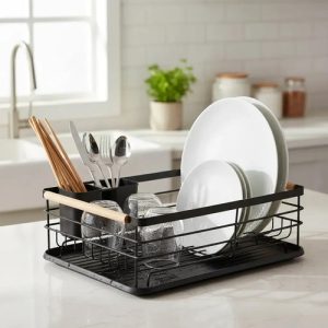 Escurridor Seca Platos Vajilla De Metal Asa De Madera Cocina: imagen 5