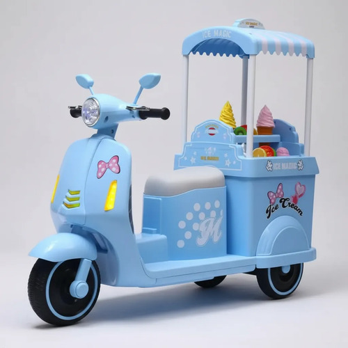 Moto A Bateria Infantil Con Carro De Helados Y Luces