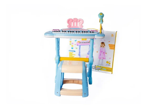 Teclado Con Micrófono Asiento Atril Infantil Piano Órgano