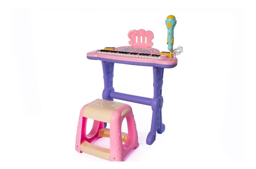 Teclado Con Micrófono Asiento Atril Infantil Piano Órgano