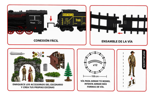 Tren Clásico Recargable Con Luces Y Sonido Pista De Tren