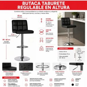 Butaca Taburete Banco Hidraulico Alto Regulable Calidad: imagen 7