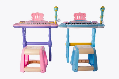 Teclado Con Micrófono Asiento Atril Infantil Piano Órgano