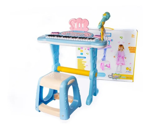 Teclado Con Micrófono Asiento Atril Infantil Piano Órgano