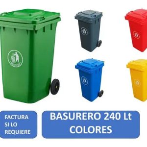 Basurero Contenedor De Basura 240 Litros Con Ruedas, Colores Color Verde