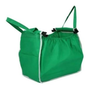 3 Bolsas Tnt Plegable Con Clip Para Carrito De Supermercado Verde: imagen 2