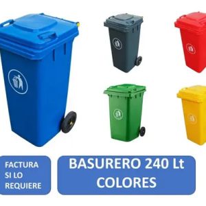 Basurero Contenedor De Basura 240 Litros Con Ruedas, Colores Color Azul