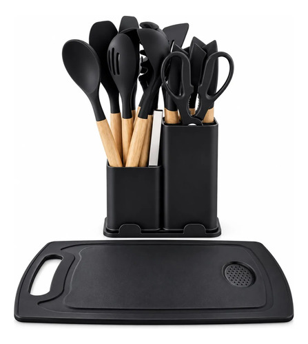 Set Cocina Menage 19pz Utensillos Cuchillos Tabla C/soporte
