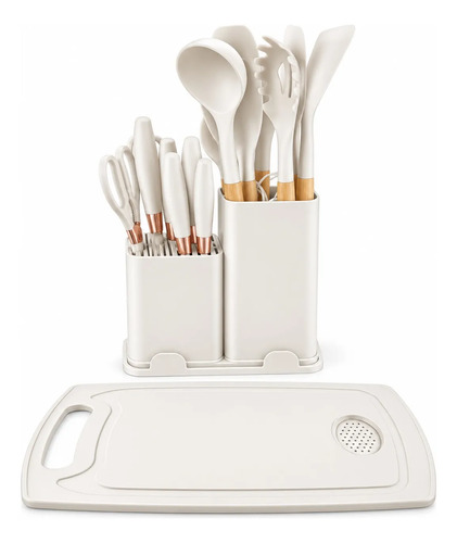 Set Cocina Menage 19pz Utensillos Cuchillos Tabla C/soporte