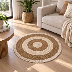 Alfombra Redonda Yute Tejido 80cm Calidad
